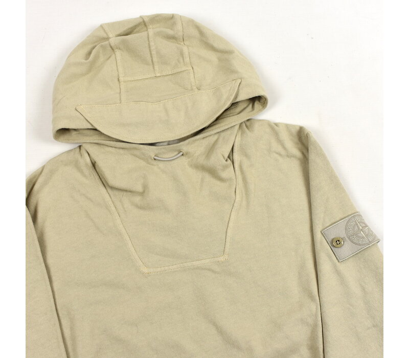 Stone Island beige monochromatic ghost o-ventile hooded fishtail parka S