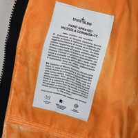 Stone Island orange hand sprayed mussola gommata-tc hooded jacket S