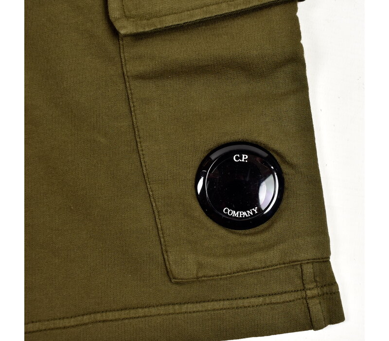 C.P. Company garment dyed light fleece lens pocket sweatshort Ivy green