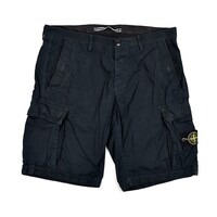 Stone Island navy cotton canvas tinto old sl bermuda cargo shorts 36