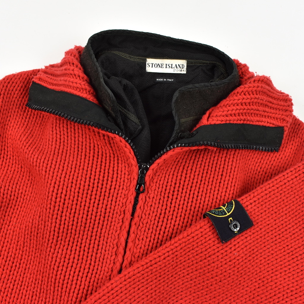 Stone Island red wool detachable liner presidents knit M Stone Island red wool detachable liner presidents knit M