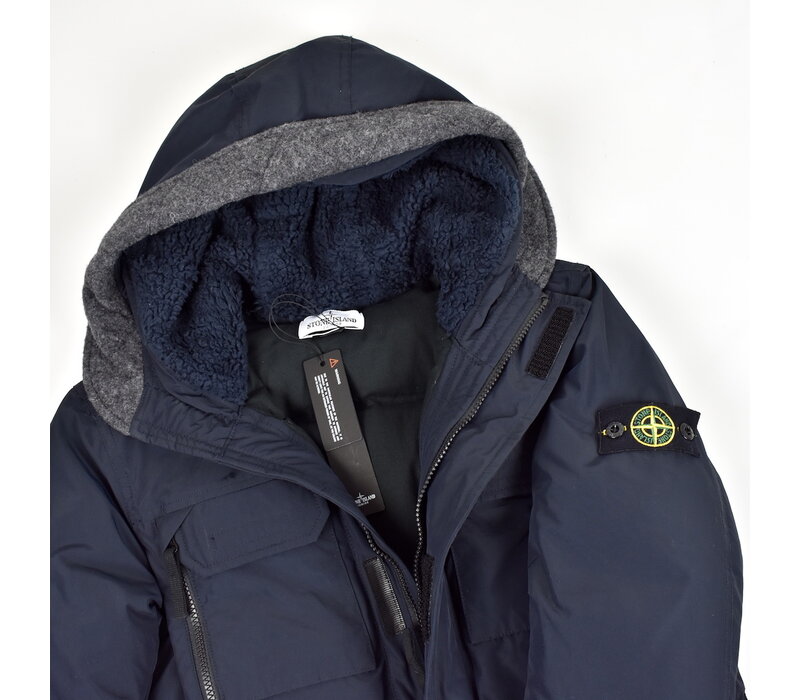 Stone Island junior navy micro reps hooded parka age 12