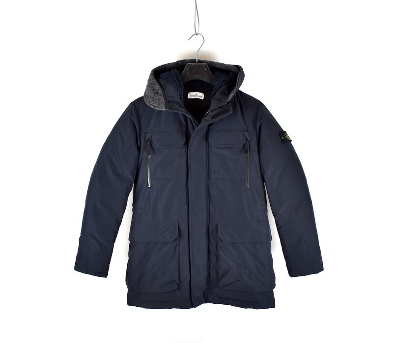 Stone Island junior navy micro reps hooded parka age 12