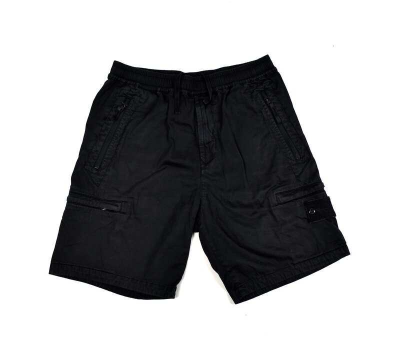 Stone Island black monochromatic ghost cotton cargo shorts 31