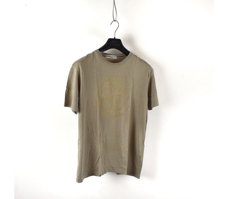 Stone Island brown compass logo t-shirt L