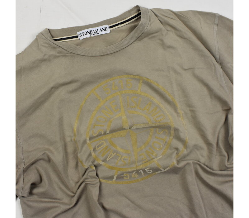 Stone Island brown compass logo t-shirt L