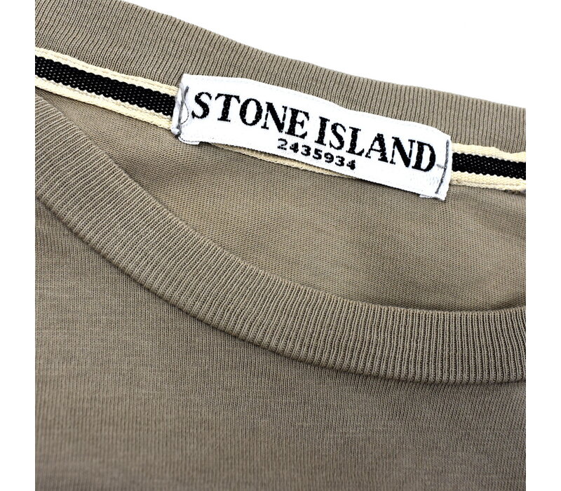 Stone Island brown compass logo t-shirt L
