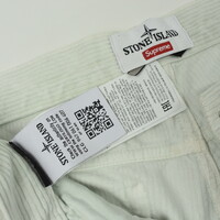 Stone Island X Supreme white cotton corduroy 500 frost pants 30