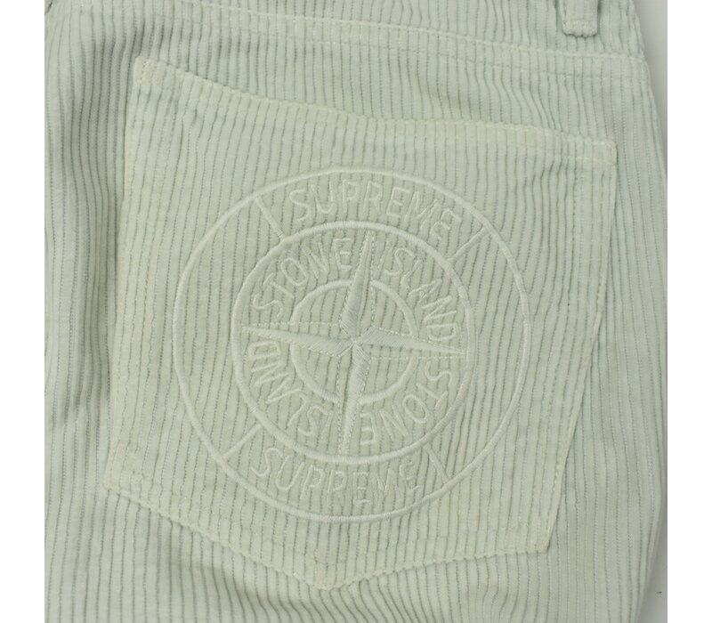 Stone Island X Supreme white cotton corduroy 500 frost pants 30
