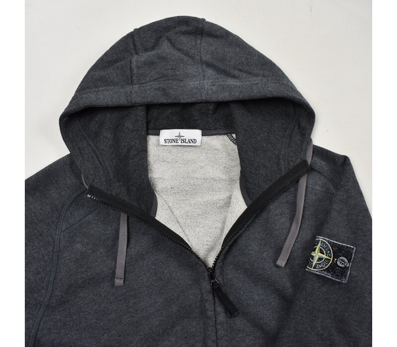 Stone Island black dust colour treatment full zip hooded sweatshirt S