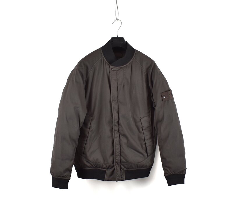 Stone Island brown monochromatic ghost stretch wool nylon-tc down bomber jacket M