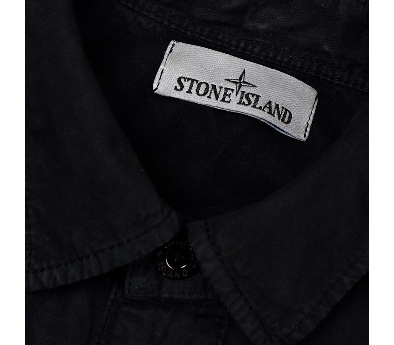 Stone Island black organic cotton brushed canvas overshirt M