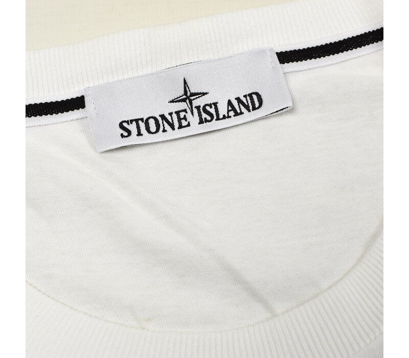 Stone Island white garment dyed compass embroidery logo t-shirt M