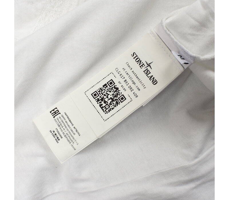 Stone Island white garment dyed compass embroidery logo t-shirt M