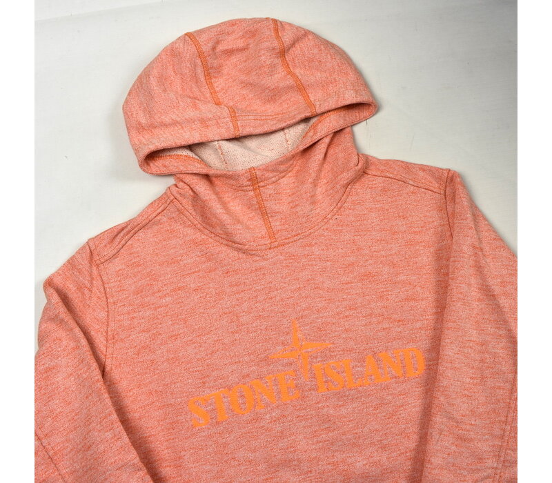 Stone Island peach spell out embroidered logo hooded sweatshirt M