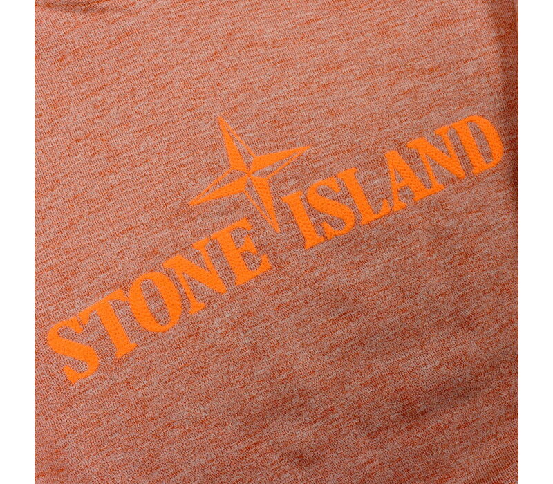 Stone Island peach spell out embroidered logo hooded sweatshirt M