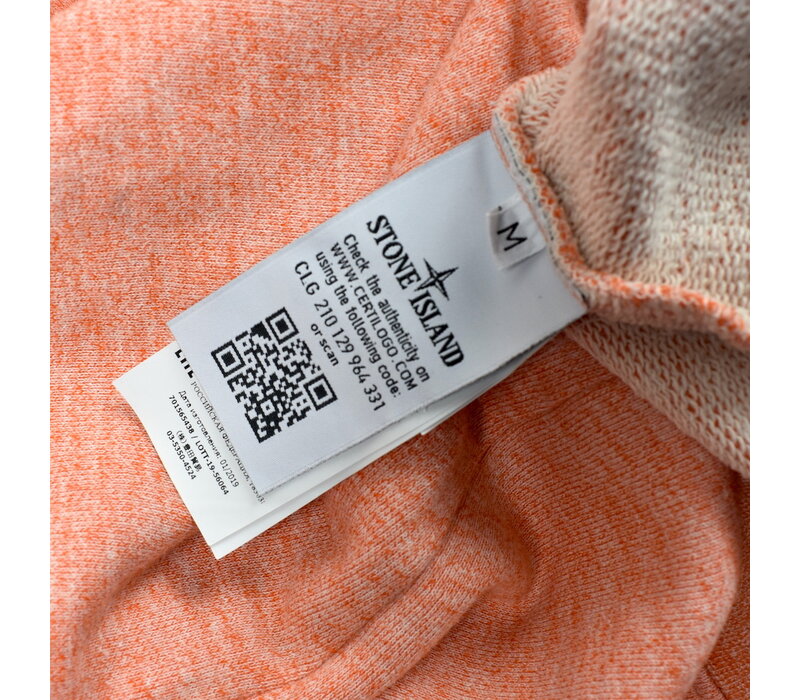 Stone Island peach spell out embroidered logo hooded sweatshirt M