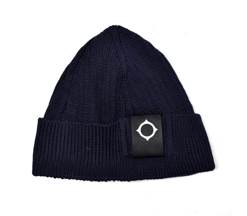 MA.STRUM rib knit beanie hat Dark Navy