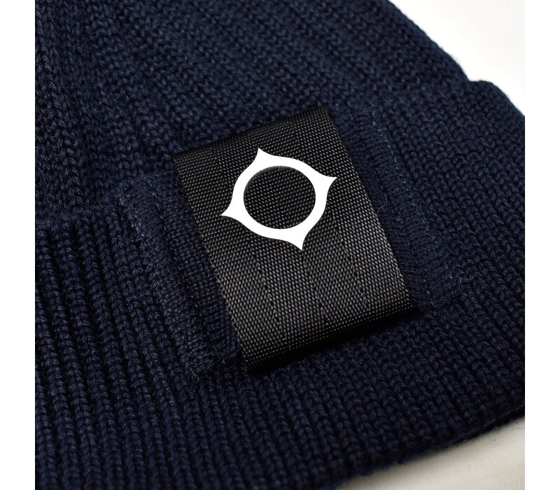MA.STRUM rib knit beanie hat Dark Navy