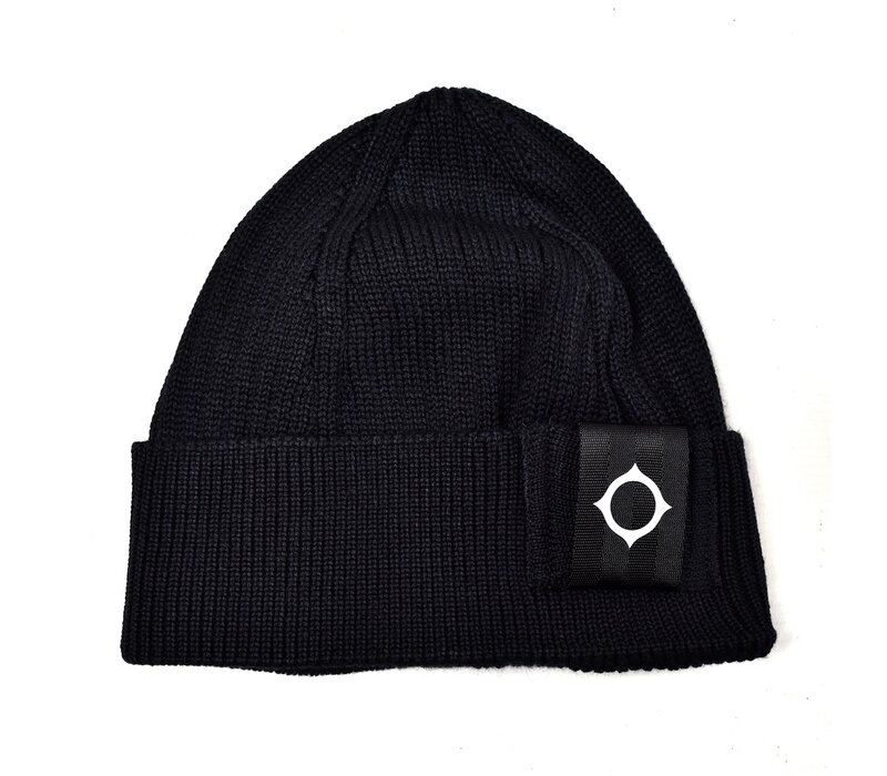 MA.STRUM rib knit beanie hat Jet Black