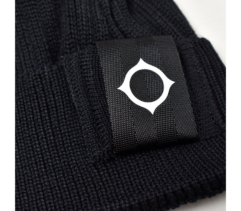 MA.STRUM rib knit beanie hat Jet Black