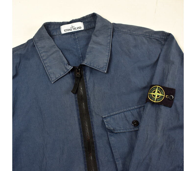 Stone Island navy garment dyed zip pocket cotton overshirt jacket XL