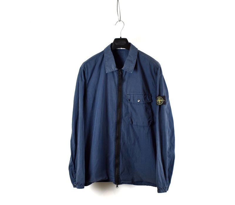 Stone Island navy garment dyed zip pocket cotton overshirt jacket XL