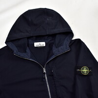 Stone Island navy recycled nylon soft shell hooded jacket XXL