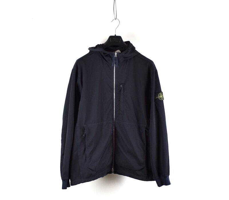 Stone Island navy recycled nylon soft shell hooded jacket XXL