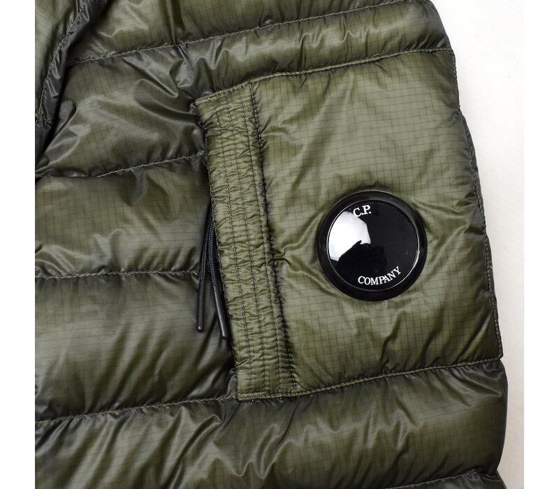 C.P. Company green dd shell nylon down lens detail jacket 54