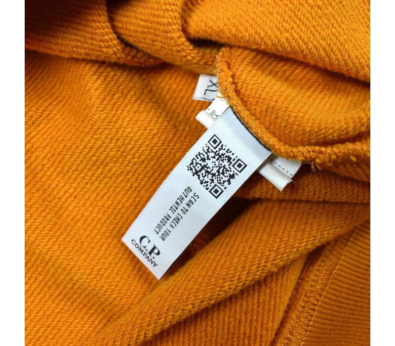 C.P. Company orange garment dyed embroidered spell out logo crew sweatshirt XL