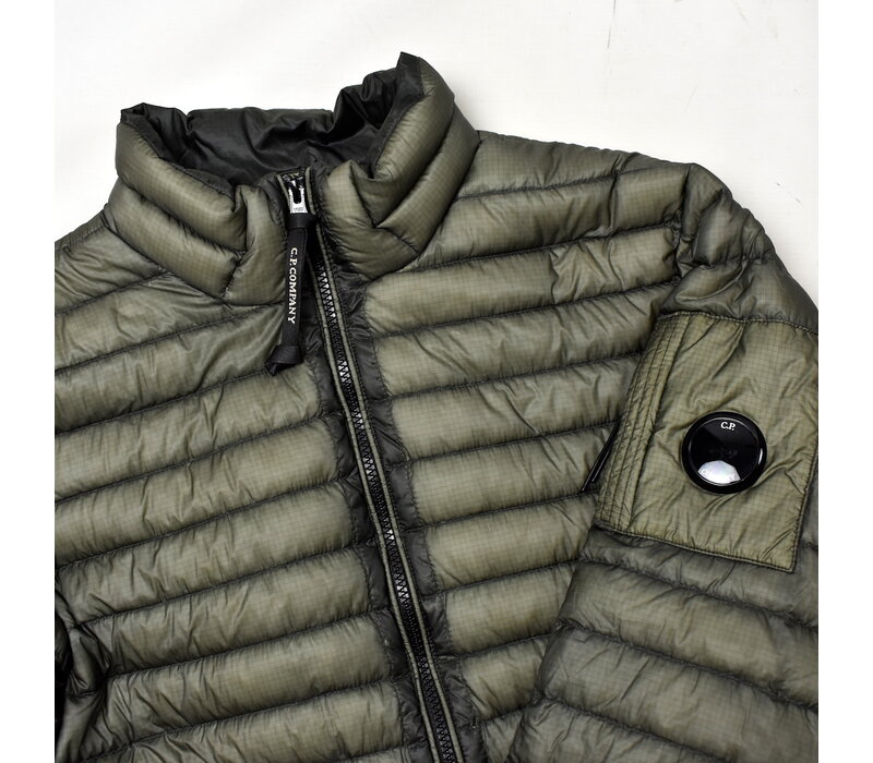 C.P. Company green dd shell nylon down lens detail jacket 48
