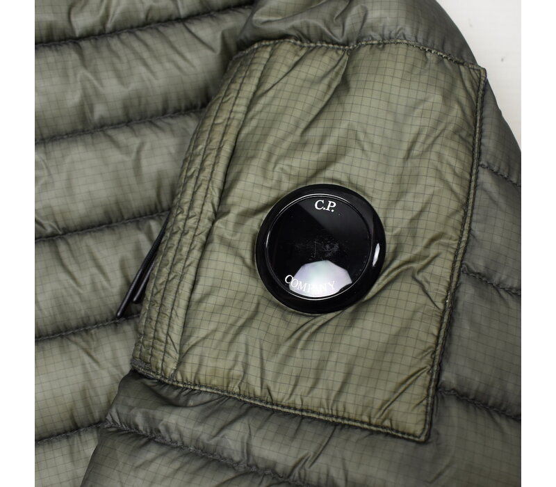 C.P. Company green dd shell nylon down lens detail jacket 48