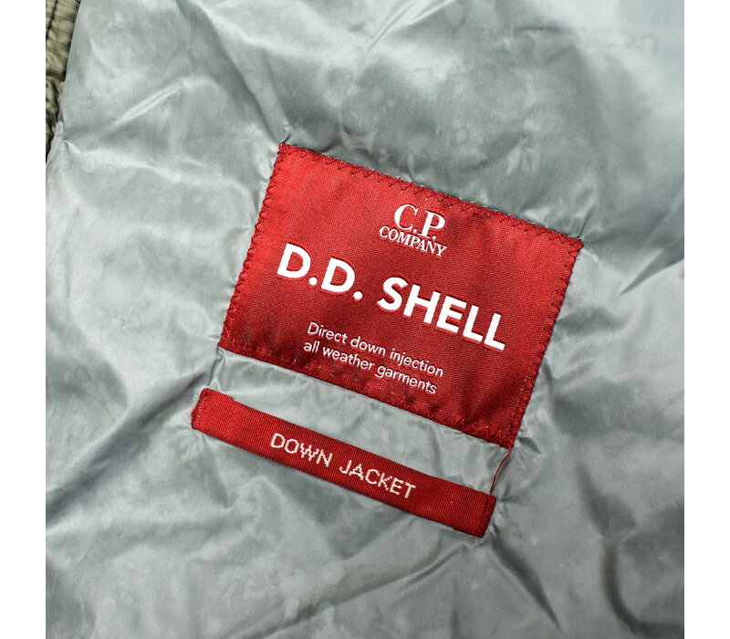 C.P. Company green dd shell nylon down lens detail jacket 48