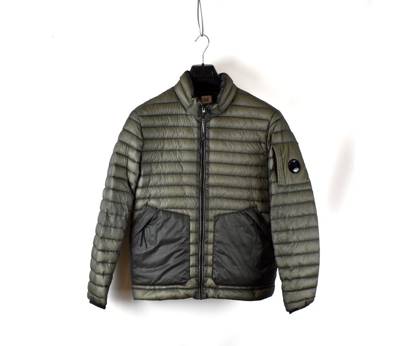 C.P. Company green dd shell nylon down lens detail jacket 48