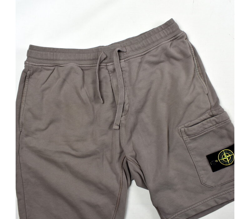 Stone Island brown cotton fleece badge shorts L