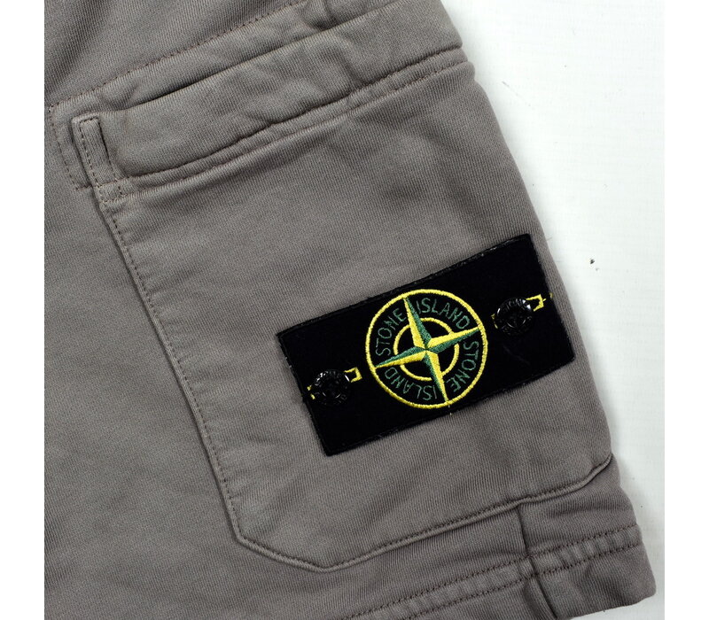 Stone Island brown cotton fleece badge shorts L