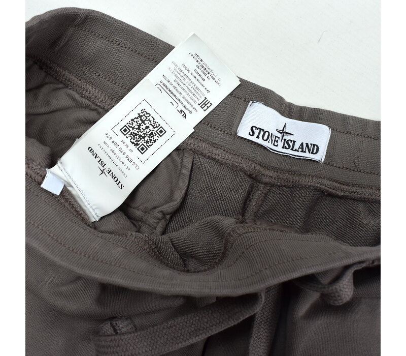 Stone Island brown cotton fleece badge shorts L