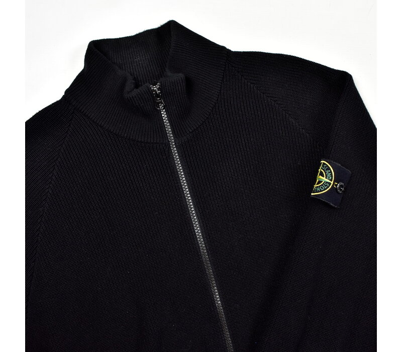Stone Island black cotton full zip knit cardigan XL