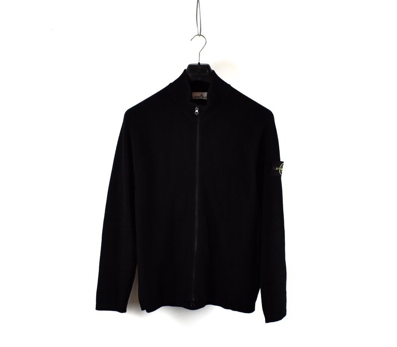 Stone Island black cotton full zip knit cardigan XL