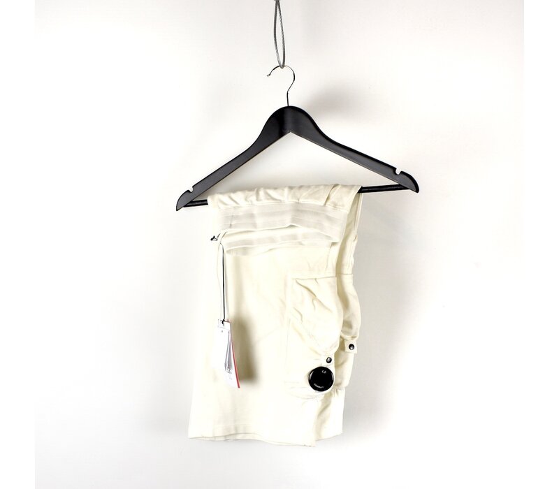 C.P. Company garment dyed light fleece lens pocket sweatshort White