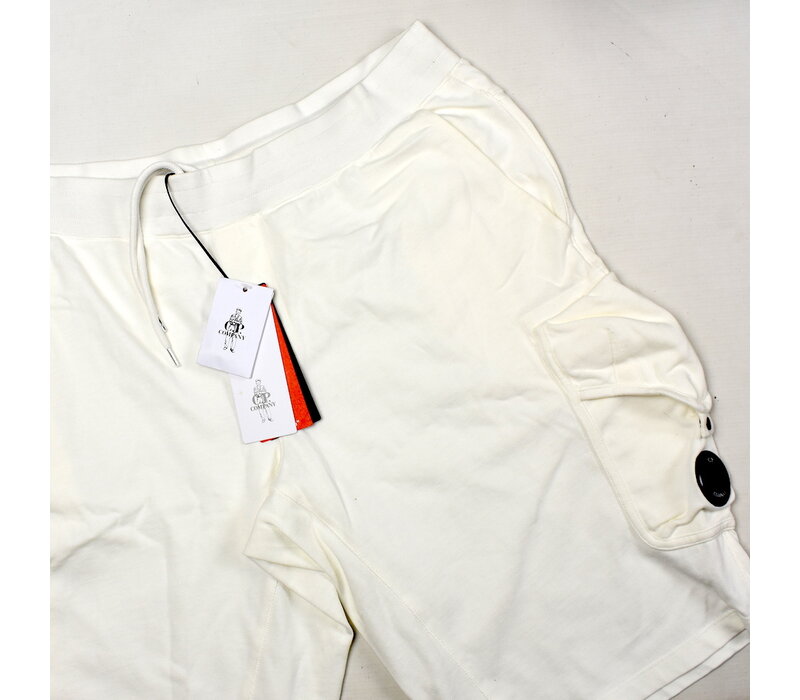 C.P. Company garment dyed light fleece lens pocket sweatshort White
