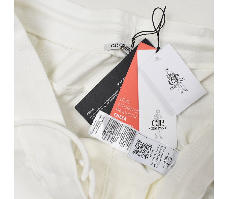 C.P. Company garment dyed light fleece lens pocket sweatshort White