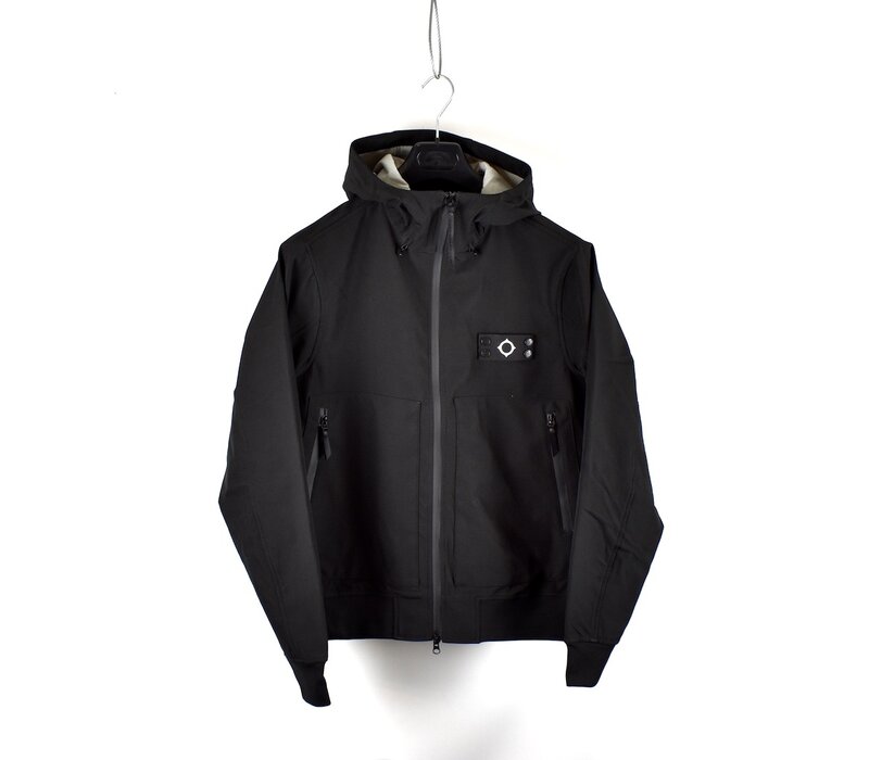 MA.STRUM full zip hooded infantry softshell jacket Jet Black