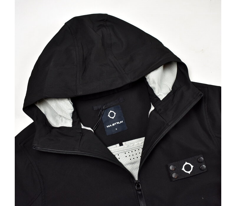 MA.STRUM full zip hooded infantry softshell jacket Jet Black