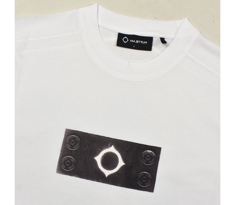 MA.STRUM trompe l'oeil badge print tee Optic White