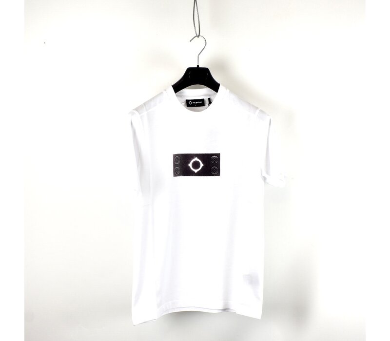 MA.STRUM trompe l'oeil badge print tee Optic White