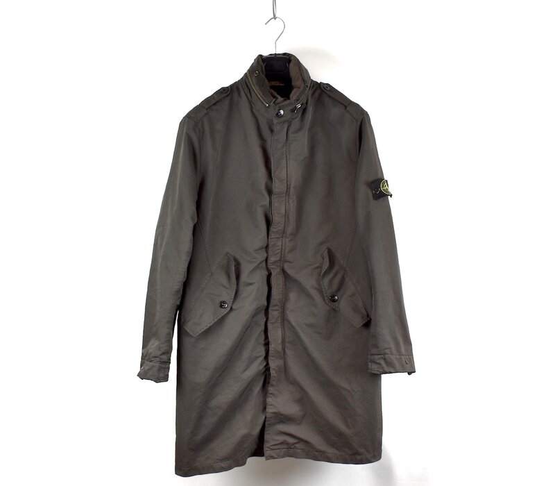 Stone Island brown david microfiber trench coat XL