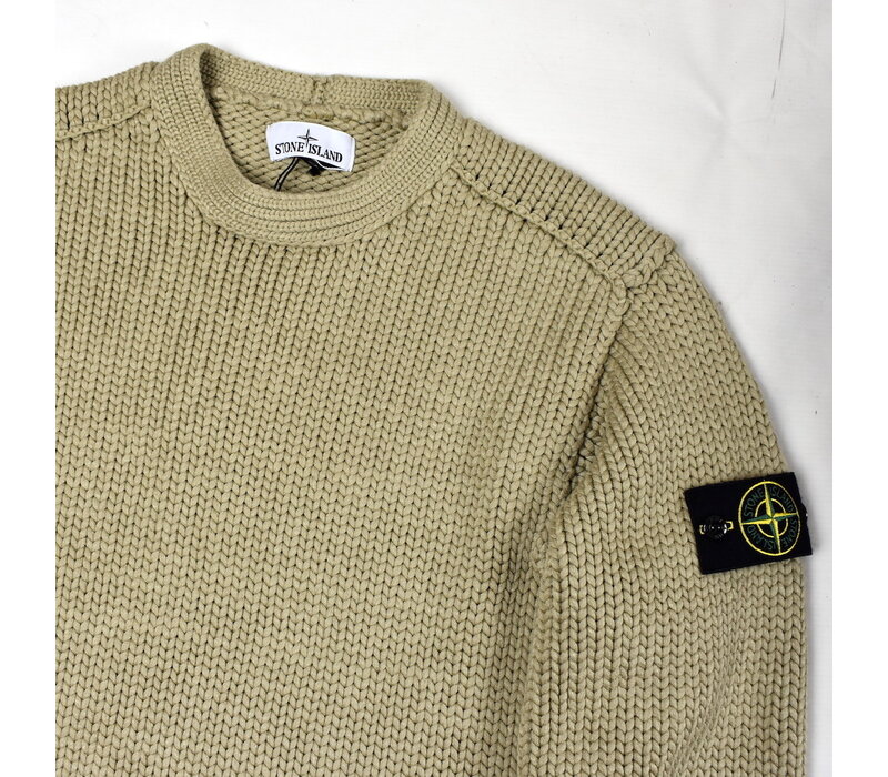 Stone Island light brown chain stitch viscose nylon with handmade effect crew neck knit XL