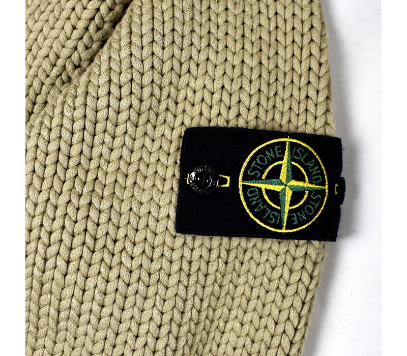 Stone Island light brown chain stitch viscose nylon with handmade effect crew neck knit XL